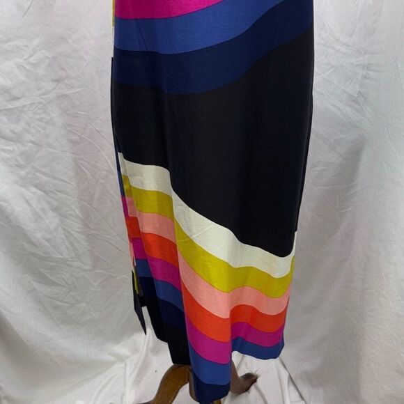 NWT Trina Turk Honolulu Dress Black rainbow Sz XS caftan - Picture 4 of 11